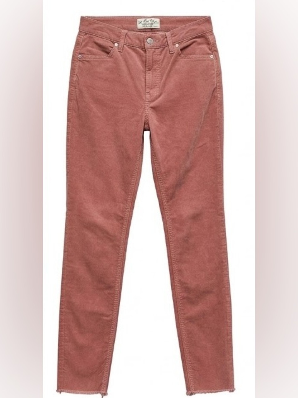 We The Free Free People $78 W14”Raw Hem Corduroy Skinny Pants Dusty Rose 27/4 - Picture 2 of 11